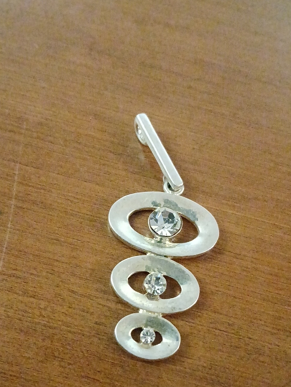 Silver Tone Drop Pendant with Clear Crystal Accents Simon Chang